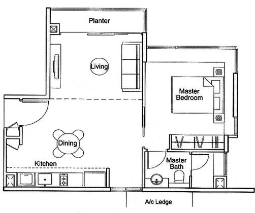 1 Bed Condo for Rent in Parc Emily
